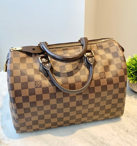 LOUIS VUITTON Damier Ebene Speedy 30 Satchel Bag