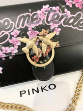 Load image into Gallery viewer, PINKO Love Me Tender Flowers Black Eco Leather Shoulder Bag In Black
