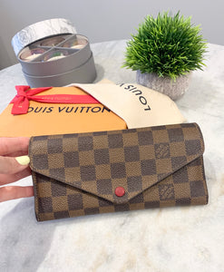 LOUIS VUITTON Damier Ebene Josephine Wallet In Fuchsia