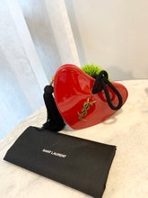 Load image into Gallery viewer, SAINT LAURENT Patent Leather Sac Coeur Heart Shape Clutch In Red
