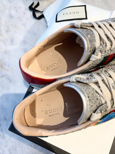 GUCCI New Ace Low Top Sneaker In White / Silver EU36