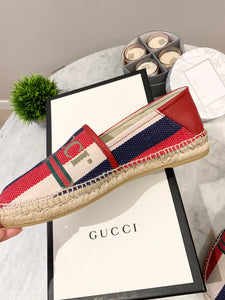 GUCCI Men's Blue Logo Sylvie Canvas Espadrille UK8/US9