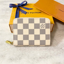 Load image into Gallery viewer, LOUIS VUITTON Damier Azur Zippy Coin Purse Padlock In Beige
