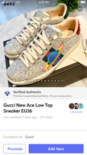 Load image into Gallery viewer, GUCCI New Ace Low Top Sneaker In White / Silver EU36
