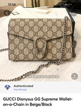 Load image into Gallery viewer, [SOLD] GUCCI Dionysus GG Supreme Wallet-on-a-Chain in Beige/Black
