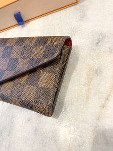 LOUIS VUITTON Damier Ebene Josephine Wallet In Fuchsia