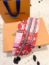 Load image into Gallery viewer, ▪️SOLD▪️LOUIS VUITTON Silk Monogram Confidential Bandeau In Red
