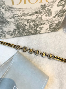 DIOR J'ADIOR Antique Gold-Finish Metal White Crystals Bracelet