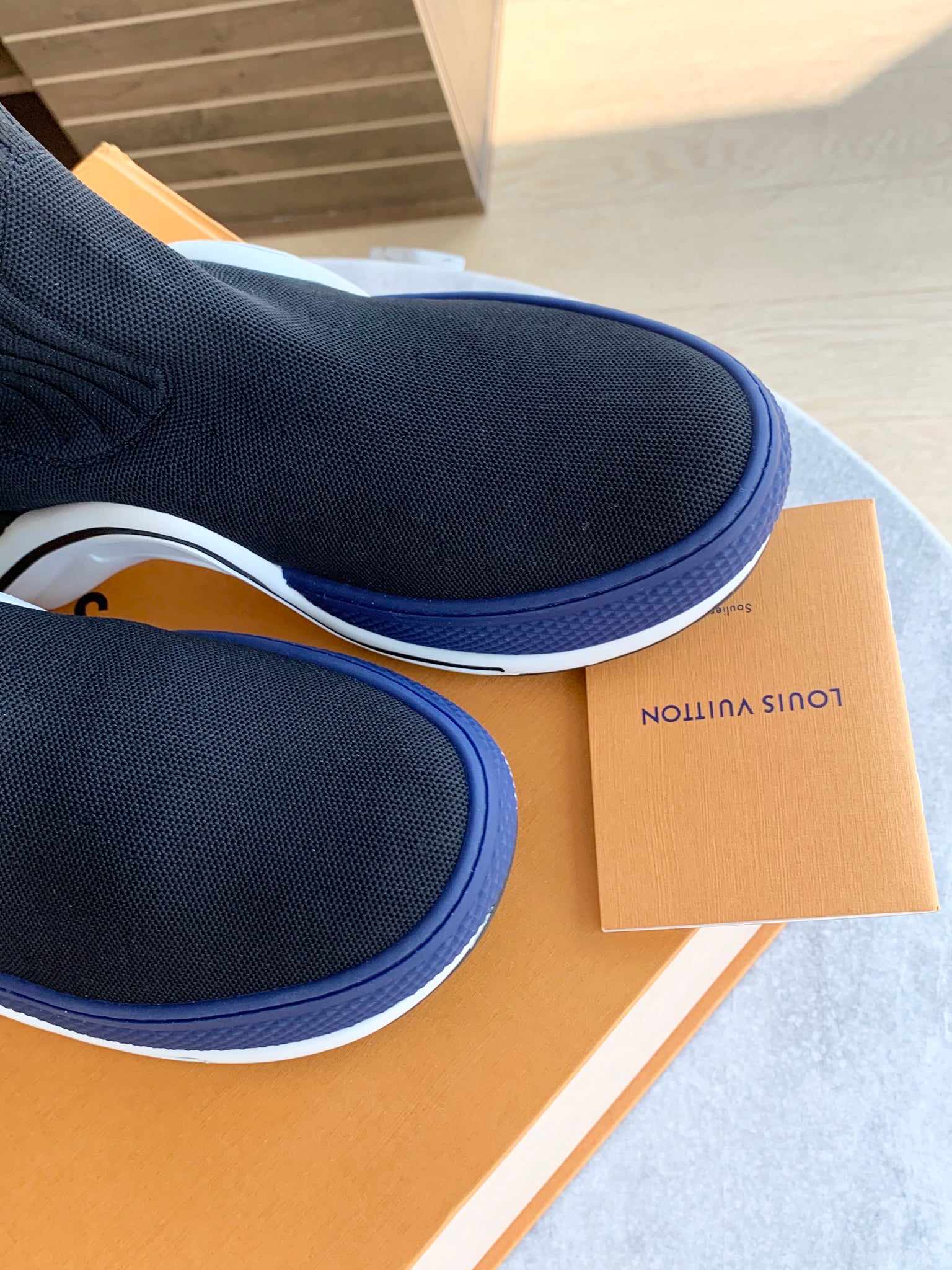 Louis Vuitton LV Archlight Stretch Textile Sneaker Boots in Black/Blue EU41