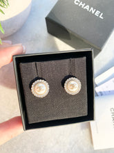 Load image into Gallery viewer, CHANEL Round Pearl Crystal CC Stud Earrings - Gold
