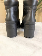 Load image into Gallery viewer, [SOLD] PRADA 55mm Block-Heel Combat Leather Ankle Booties in Black (EU) 37
