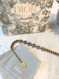 DIOR J'ADIOR Antique Gold-Finish Metal White Crystals Bracelet