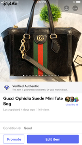 GUCCI Ophidia Suede Mini Tote Bag In Black