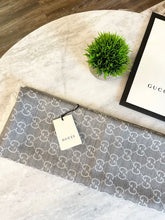 Load image into Gallery viewer, GUCCI GG Unisex Jacquard Giant Plus Silk Wool Shawl in Gray
