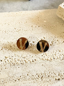 VERSACE Virtus Stud Earrings In Gold